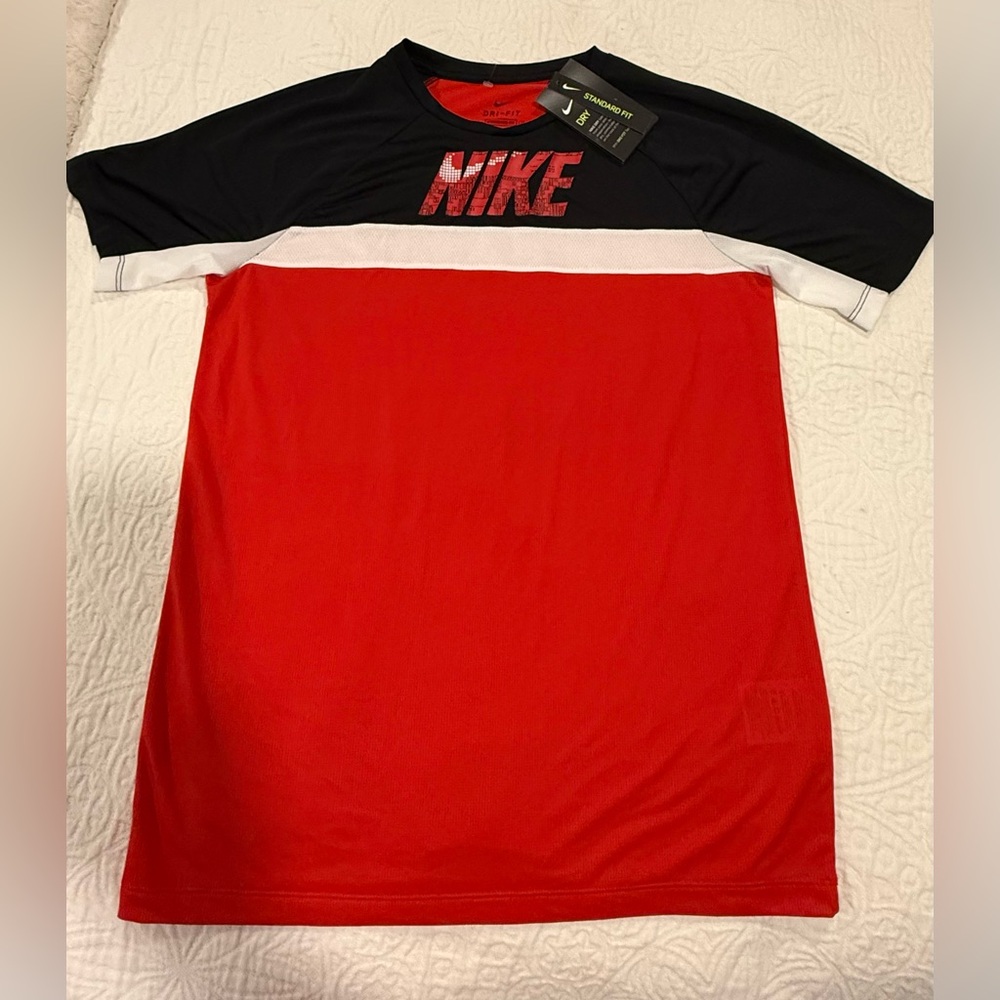Nike dri fit top shirt tee boys xl new red black